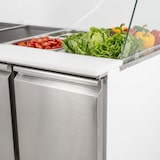 thumbnail of Romux® Saladette und Pizzatisch 3 Türen 135x70 cm für 12 GN-Behälter mit Arbeitsplatte und Glaskuppel | Kühltisch von Pizzen und Salaten
