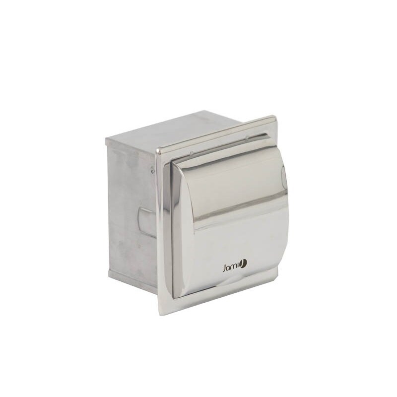 Dispensador de papel higiénico empotrado marca jami. Brillo.