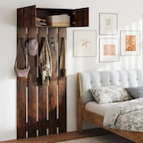 thumbnail of COSTWAY Rack de casaco de parede com 5 ganchos duplos e armário de 2 portas,