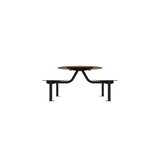 thumbnail of Euroterrasse Table+assises moka 6pl ronde diam.1125mm pieds droit diam.50 metal gris 7016 hpl teck