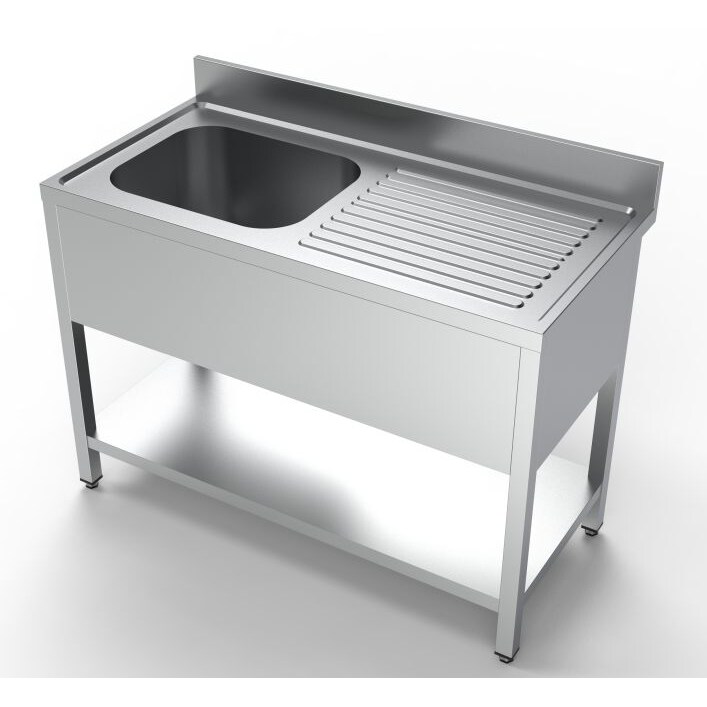 Combisteel Spültisch 1Becken links mit Grundboden aus Edelstahl 1200x600x850mm