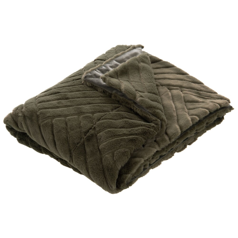 Plaid Victoria khaki 130x170 cm - Grün Rechteck Polyester Amadeus 130x2 cm