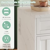 thumbnail of Kücheninsel 120x60x91 cm Weiß mit Barthekenbereich, USB-Anschlüssen und Marmoroptik Arbeitsplatte, 2 Schubladen, 3 Türen