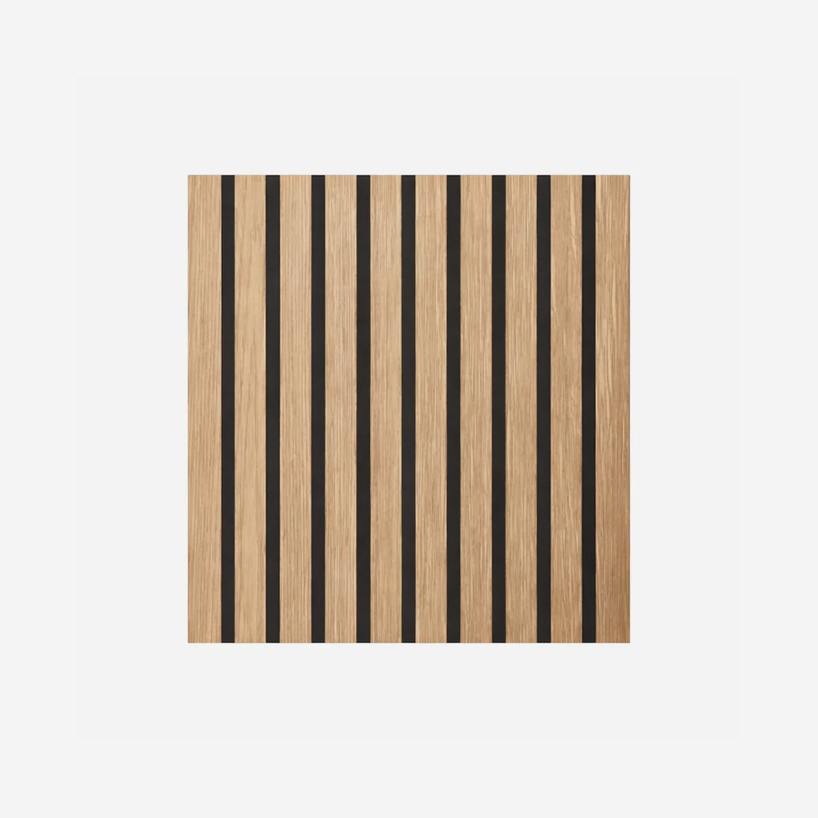 Panel decorativo de lamas de madera, lamas de MDF y fieltro PET, juego de 12 piezas, 60x60 cm, revestimiento de pared fonoabsorbente, color roble.