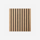thumbnail of Panel decorativo de lamas de madera, lamas de MDF y fieltro PET, juego de 12 piezas, 60x60 cm, revestimiento de pared fonoabsorbente, color roble.