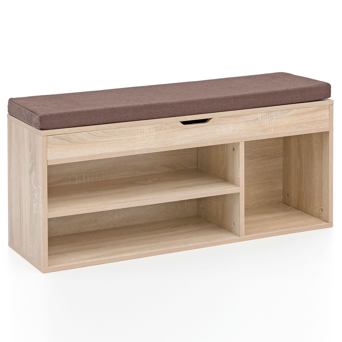 KADIMA DESIGN Schuhbank WL5.344 mit Sitzfläche Garderoben-Bank Holz 104x51x32 cm Sonoma, Holzbank klein gepolstert, Sitzbank schmal Flur mit Stauraum,