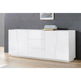 thumbnail of Dmora Kommode Sven, Küchen-Sideboard mit 4 Türen und 3 Schubladen, Wohnzimmer-Buffet, 100 % Made in Italy, cm 220x43h86, glänzend weiß