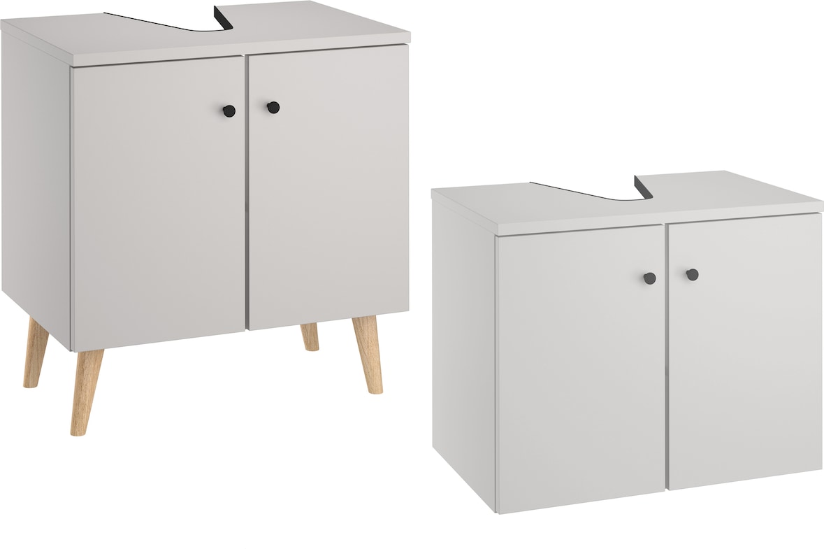 Waschtisch Bad-Unterschrank taupe optional mit oder ohne Füße in Eiche V-90.59-02WU