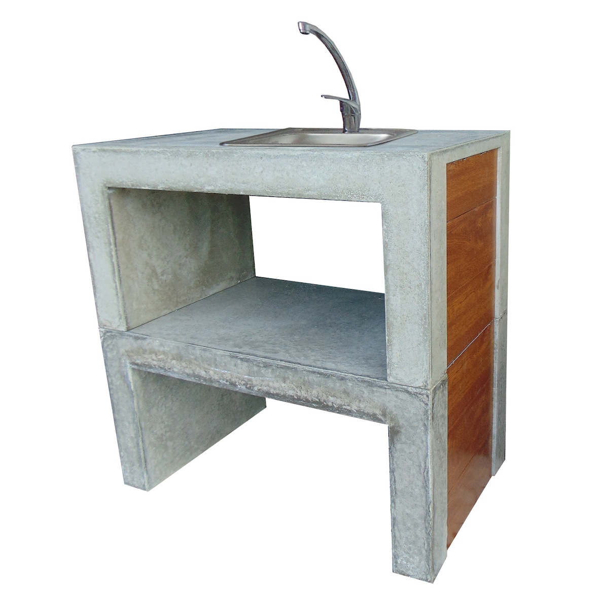 Módulo lava-louça PVC - Módulo com lava-louça, produzido em betão natural cinza, com revestimento em PVC - 85x55x85,5cm