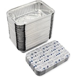 thumbnail of Conjunto de 100 Bandejas de Alumínio com Tampa para Alimentos Descartáveis de 750 ml - Embalagem perfeita para churrascos, transporte de alimentos