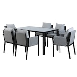 thumbnail of Möbilia Garten-Essgruppe | 1 Tisch, 6 Stühle | Stahl schwarz, Glas und Olefin in grau | 28020041 | Serie GARTEN