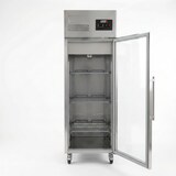 thumbnail of Romux® Kühlschrank mit 1 Türen Glastüren 68 cm mit Umluftkühlung | Gastro Kühlschrank aus Edelstahl mit 600 L Kapazität - 3 Einlegeböden und 270 W