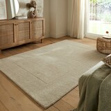 thumbnail of Handgewebter Wollteppich mit feinen Randdetails, `Mole`. Farbe: Beige, 160x230 cm | Kadima Design