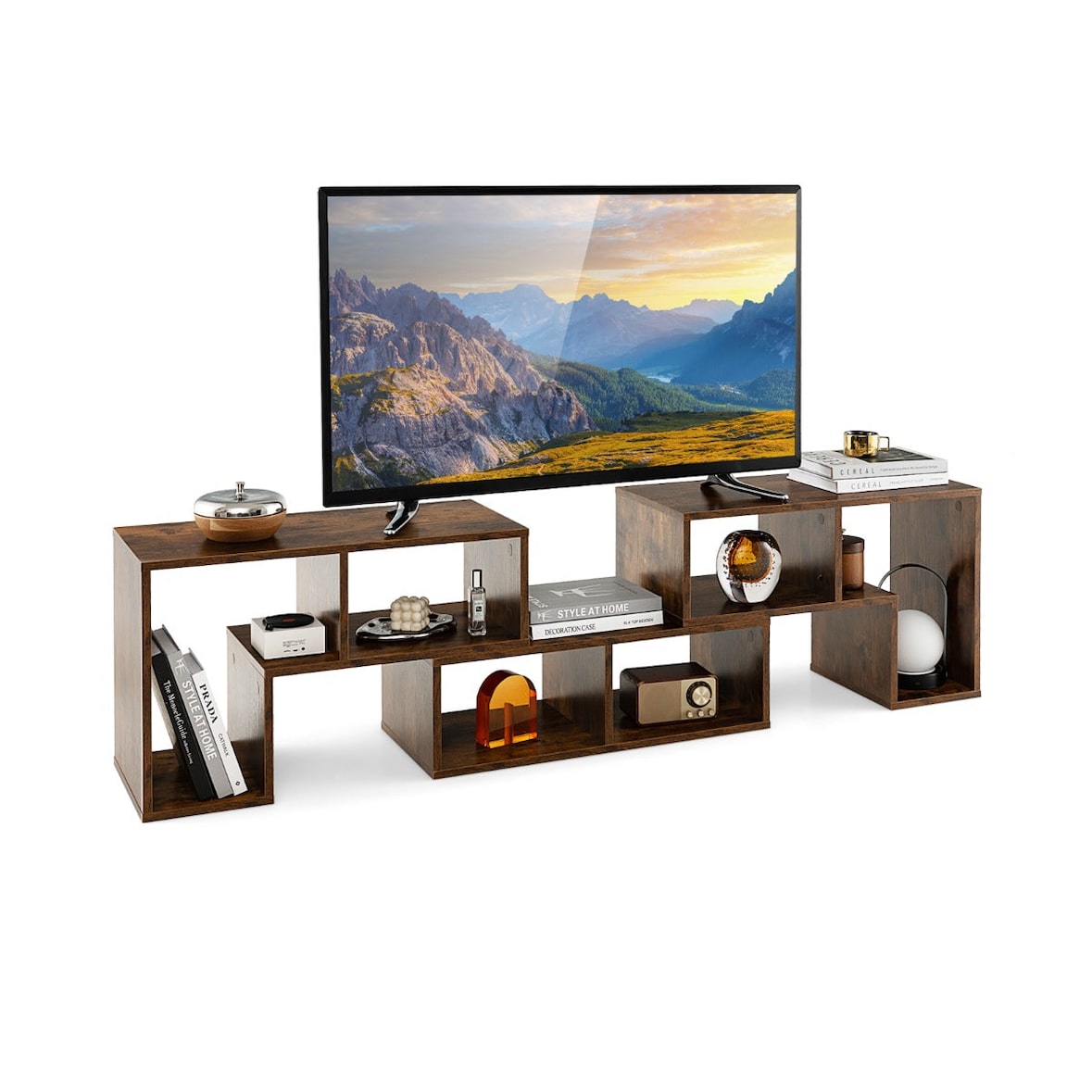 Helloshop26 - Meuble TV de rangement 134-180 x 30,5 x 43 cm pour en bois marron 20_0012791