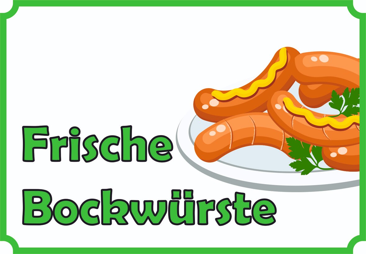 Frische Bockwürste Verkaufsschild Schild A0 (841x1189mm)