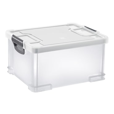 Tontarelli  contenitore box medio alto + coperchio.  in polipropilene Colore neutro trasparente 45X36XH25CM