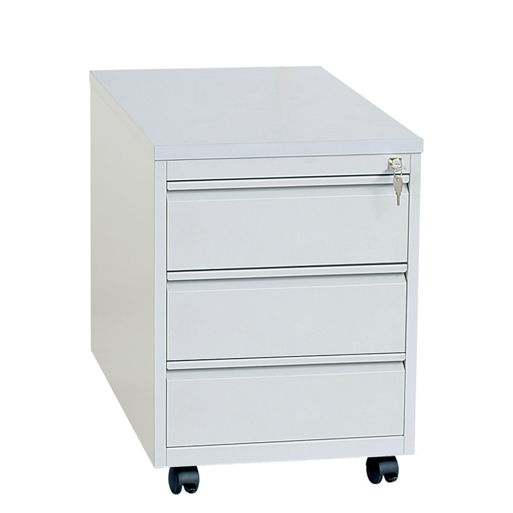 Lüllmann® Rollcontainer, Frontgriffleiste, 3 Schubladen, 620 x 460 x 790 mm, lichtgrau