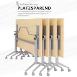 thumbnail of bümö Klapptisch weiß 160 x 80 cm klappbar & fahrbar, klappbarer Schreibtisch auf Rollen, Klappschreibtisch, Tisch klappbar, Klappbarer Tisch,