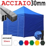 thumbnail of Gazebo 3x3 m blu pieghevole acciaio con laterali