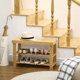 thumbnail of HOMCOM Banco Sapateira de Bambu Organizador de Sapatos com 2 Prateleiras para 6-9 Pares de Sapatos 70x28x45 cm Madeira