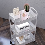 thumbnail of HOMCOM carrito auxiliar con ruedas de 3 niveles, carrito de cocina con 3 cestas y 2 asas para baño, dormitorio, oficina, 45x30,6x79 cm, blanco