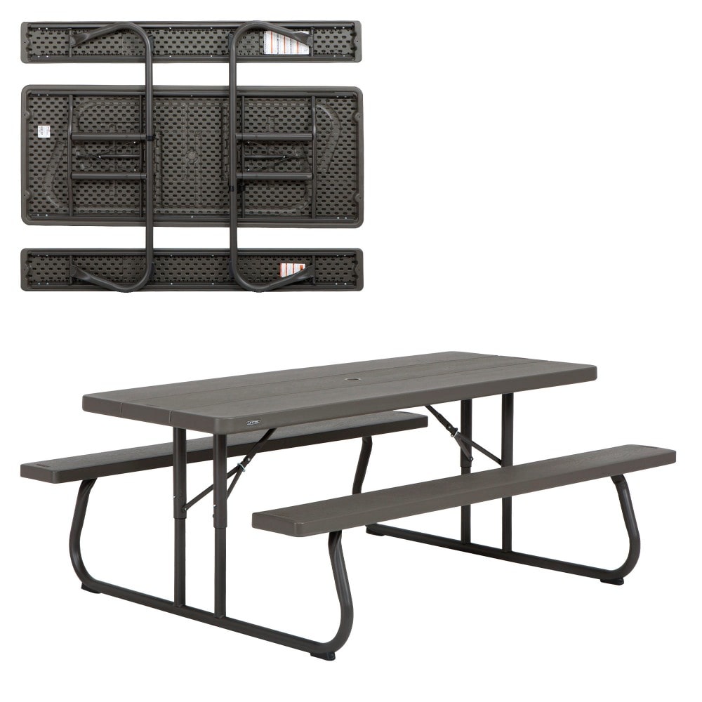 Mesa con bancos plegable ultrarresistente marrón Lifetime 183x76x74 cm uv100