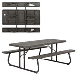 thumbnail of Mesa con bancos plegable ultrarresistente marrón Lifetime 183x76x74 cm uv100