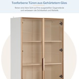 thumbnail of Glasvitrinenschrank 80x40x160 cm mit LED-Beleuchtung, verstellbaren Regalen, Doppelöffnung, modernes Design, braunes Glas,weiß für Wohnzimmer und Büro