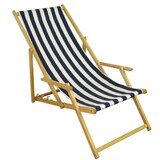 thumbnail of Holz-Liegestuhl Gartenliege mit viel Zubehör nach Wahl Stofffarbe blau-weiß V-10-317N