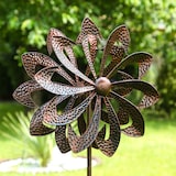 thumbnail of Doppel Windrad ANTIK Gartendeko Metall H: 140cm kupfer Windspiel