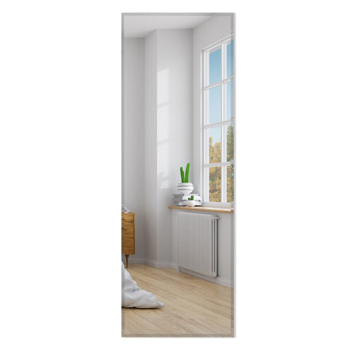 Helloshop26 - Miroir mural psyché rectangulaire sans cadre 110 x 38 cm pleine longueur bord biseauté suspendu vertical ou horizontal 20_0006309