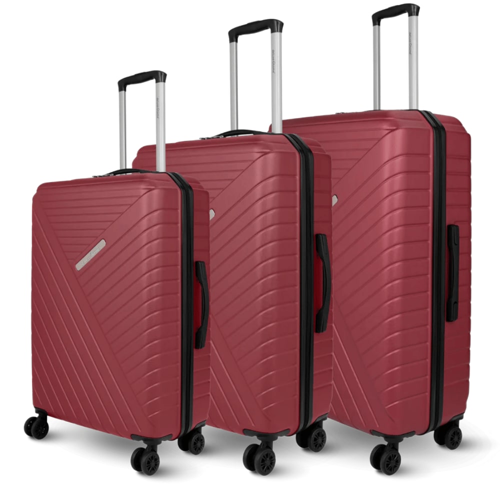 3tlg. Hartschalenkofferset mit Schloss KENDO ABS Material, Hartschalenkoffer mit Rollen Trolley Koffer Reisekoffer Reisekofferset Gepäck, Rot