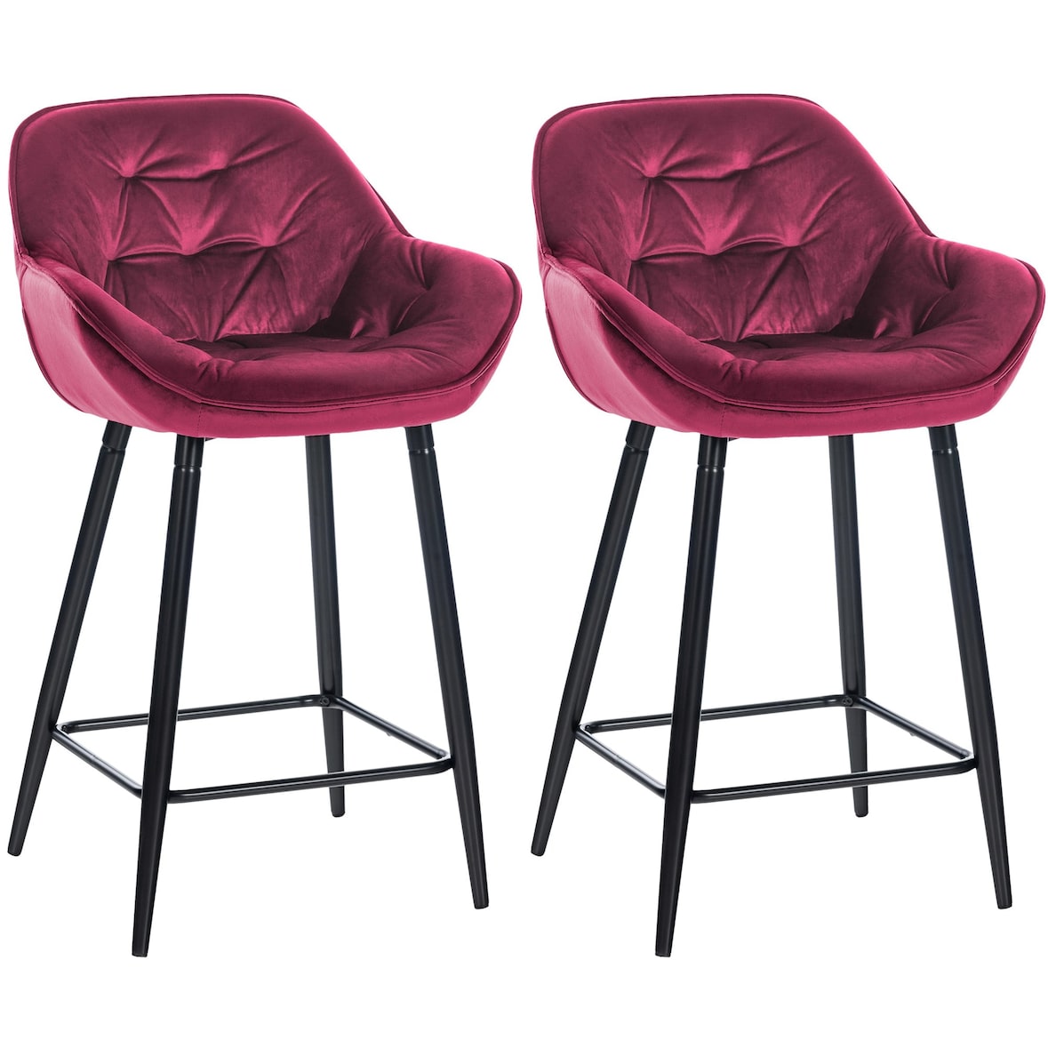 Lot de 2 tabourets de bar Gibson velours hauteur d'assise 76 cm Violet