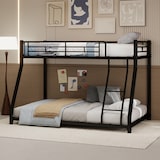 thumbnail of Metall Etagenbett Twin Over Full 196x146 aus Stahl, Hochbett mit Vollbett unten, Sicherheitsgeländer, Leiter, geräuscharm, Schwarz