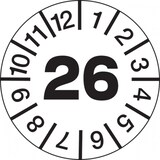 thumbnail of Jahresprüfplaketten ab 26, Jahresfarben, Folie, Ø 10 - 30 mm - Bogen = 10 Plaketten - 15 mm Folie selbstklebend