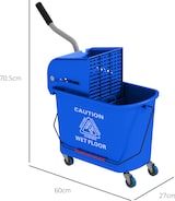 thumbnail of Reinigungswagen Mopp Eimer 60x27x71 cm 20 L mit Schleuder und Separator mit 4 Rollen Griff für sauberes und schmutziges Wasser Blau