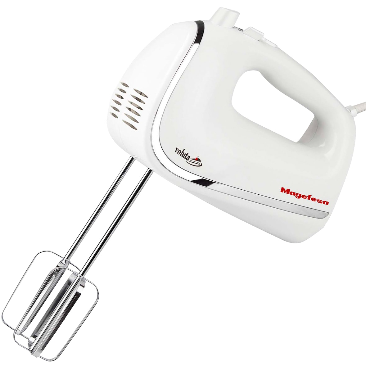 Magefesa Voluta - Batidora Amasadora, 550W, 5 Velocidades, Función Turbo, Bate y Amasa, 2 Juegos de Varillas, Expulsion Automatica, Facil Limpieza