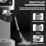 thumbnail of Siebträgermaschine Espressomaschine Edelstahl, Kaffeemaschine für Cappuccinoo, Manometer, Milchaufschäumer, 20-Bar Pumpe, Touchscreen, 1350W, 1.3L