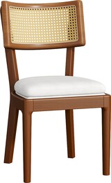 thumbnail of Esszimmerstuhl Set 6er Massivholz Rattan Rückenlehne Leinen Sitzkissen Nussbaum 88x58x50 cm modern stabil und atmungsaktiv
