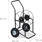 thumbnail of Relaxdays Schlauchwagen, fahrbare Schlauchtrommel, 1/2" & 3/4" Anschluss, bis 80 m Schlauch, 2 Räder, Metall, schwarz
