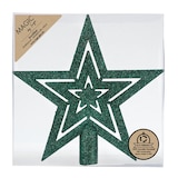 thumbnail of Christbaumspitze Stern 21,5cm Kunststoff mit Glitzer - Noble Green