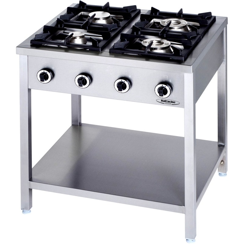 Cucina Professionale a Gas 4 Fuochi Linea 90 Kw 24,5 cm 90x90x90
