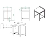 thumbnail of Table de travail EASYLINE / accessible par le dessous avec rebord surélevé, 700 x 600 mm