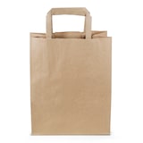thumbnail of Commerline 500 Stück Papiertragetaschen 22+10x28cm  Braun Kraftpapier mit Henkel