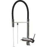 thumbnail of Lana | Rubinetto estraibile grigio nero a 3 vie | Miscelatore cucina per acqua potabile in acciaio inossidabile | Girevole a 360° Filtra 3 connessioni