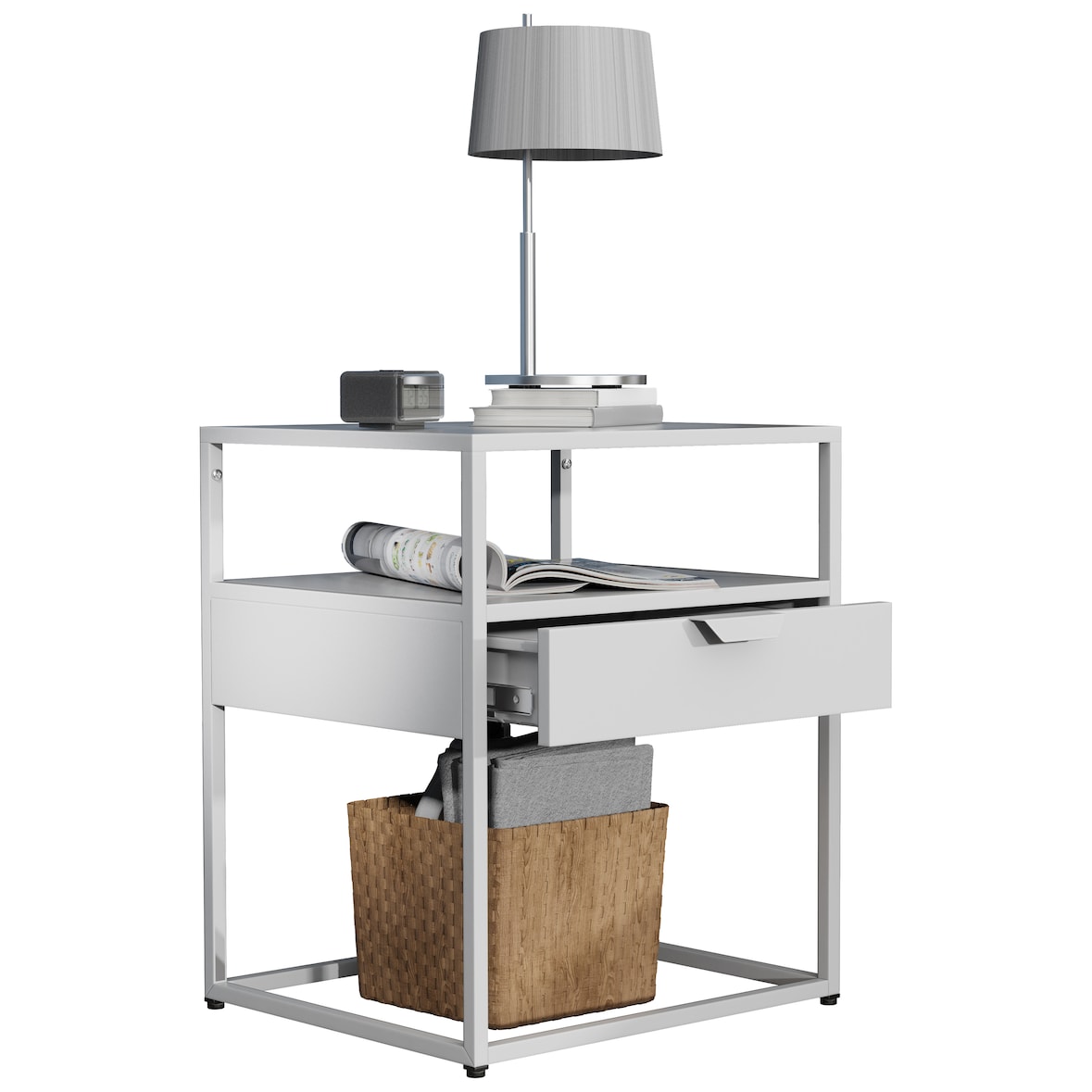 VCM Nachttisch Flokas Weiß H. 55 x B. 45 x T. 40 cm