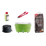 thumbnail of LotusGrill XL Starter-Set 1x XL Grill Anthrazitgrau mit USB-Anschluß, 1x Buchenholzkohle 2,5 kg, 1x Brennpaste 200ml, 1x Zange, 1x Transport-Tragetasc