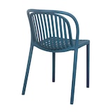 thumbnail of Lot de 4 chaises de terrasse en plastique bleu canard