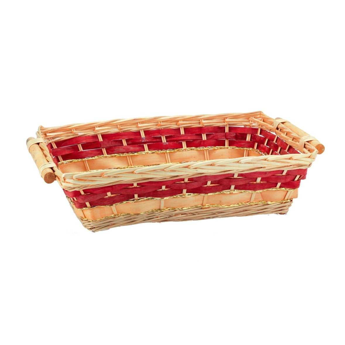 Christmas Friend Cesto rettangolare CB656610 in vimini misure h13x39x56 cm Rosso PZ. 20