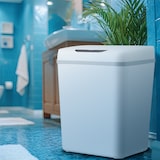 thumbnail of Relaxdays Mülleimer Bad, mit Sensor, 9 Liter, elektrischer Deckel, Müllbeutelhalter, Badezimmereimer, Kunststoff, weiß